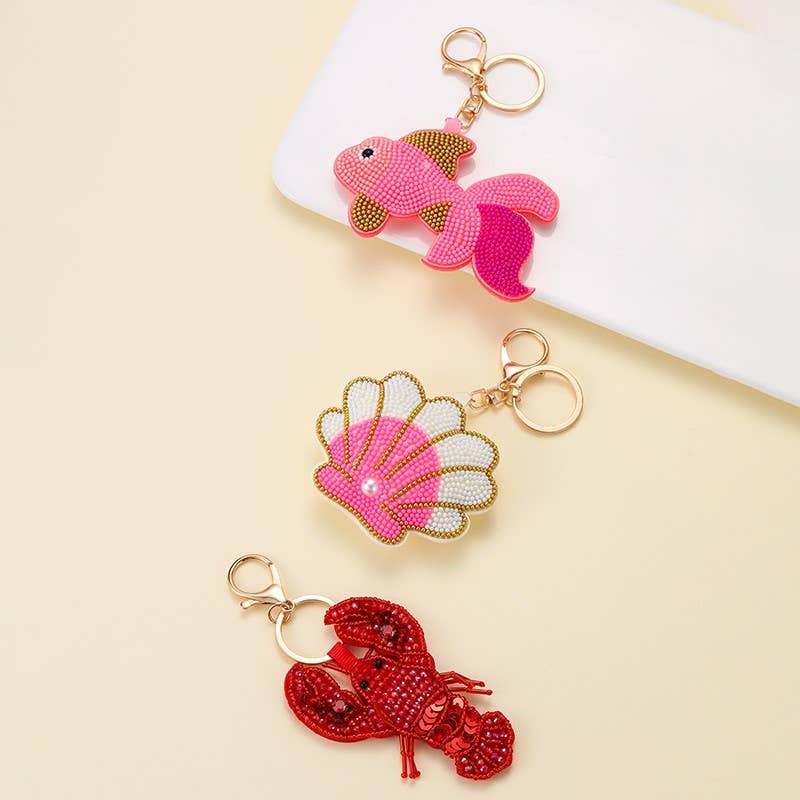 Beaded Fish Seashell Lobster Keychains