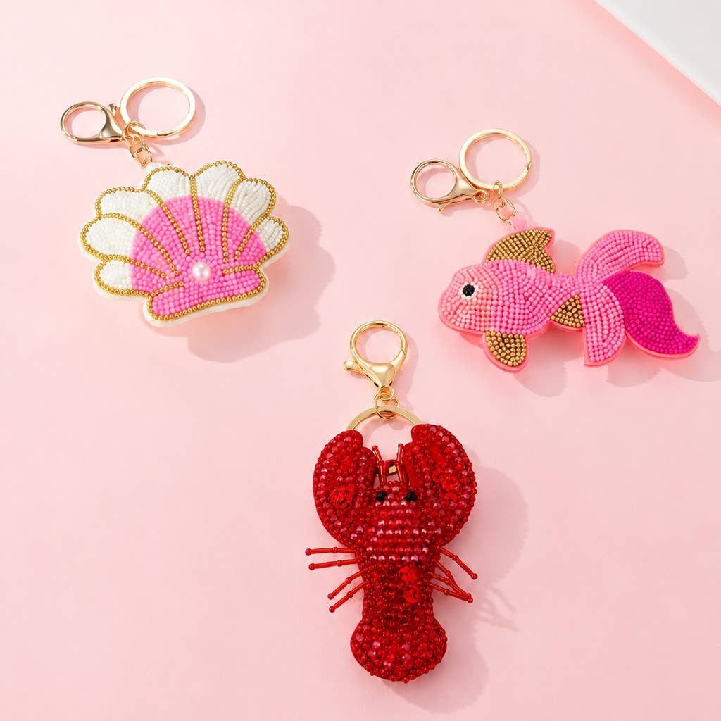 Beaded Fish Seashell Lobster Keychains