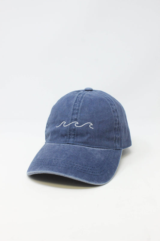 "Waves" Embroidery Washed Baseball Cap hat
