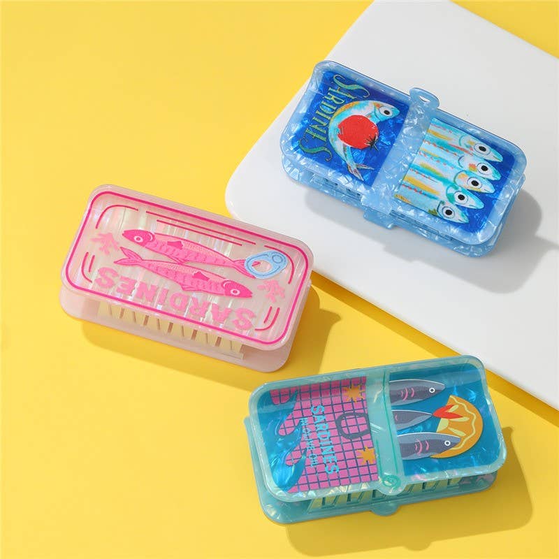Retro Gourmet Sardine Tin Hair Claw Clip