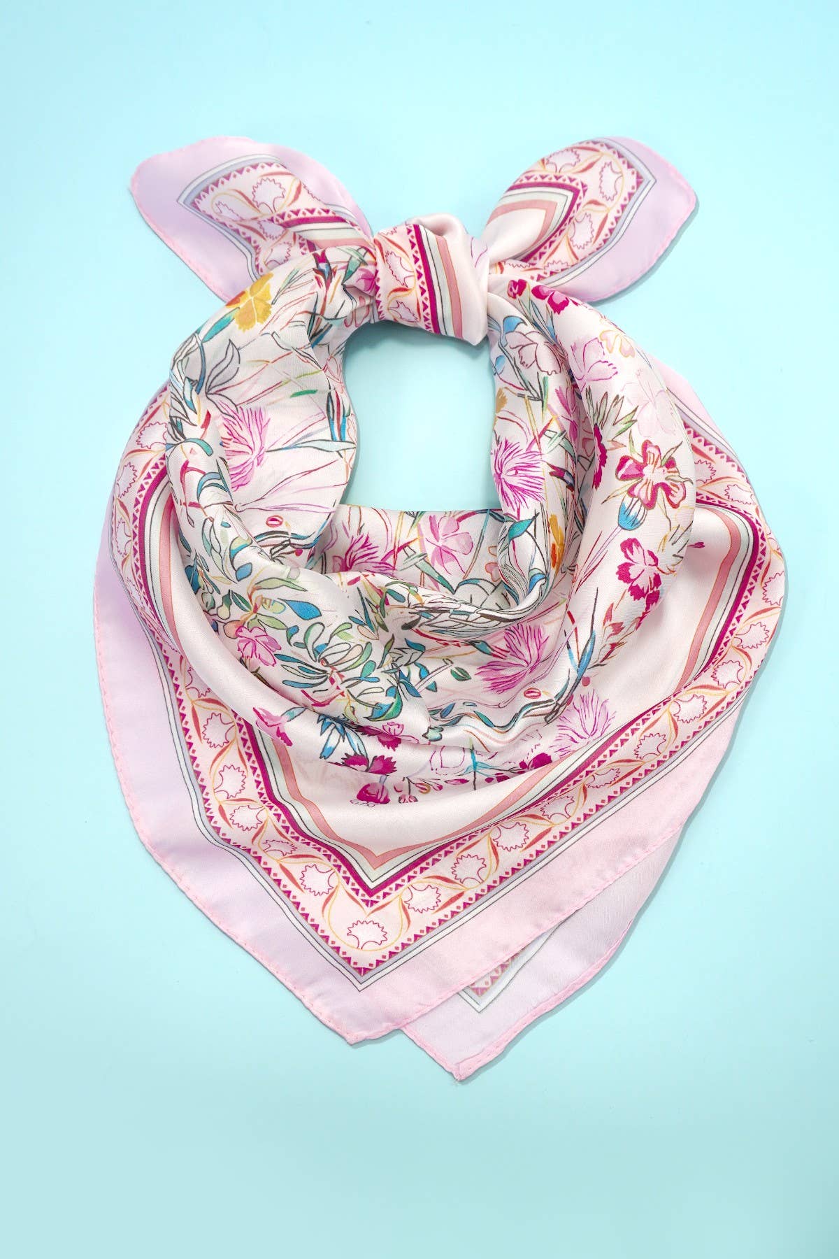 Floral Flower Silk Finish Bandana Scarf | 40SC725