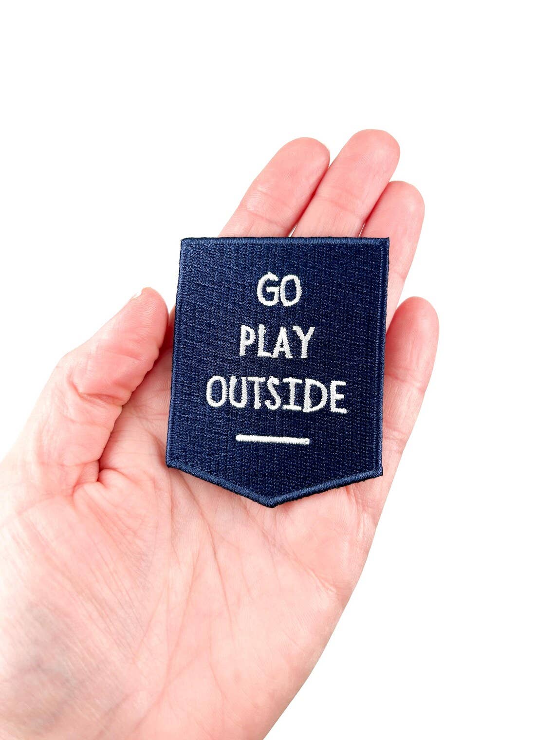Navy Go Play Outside Iron-On Patch Embroidered Patch Nature