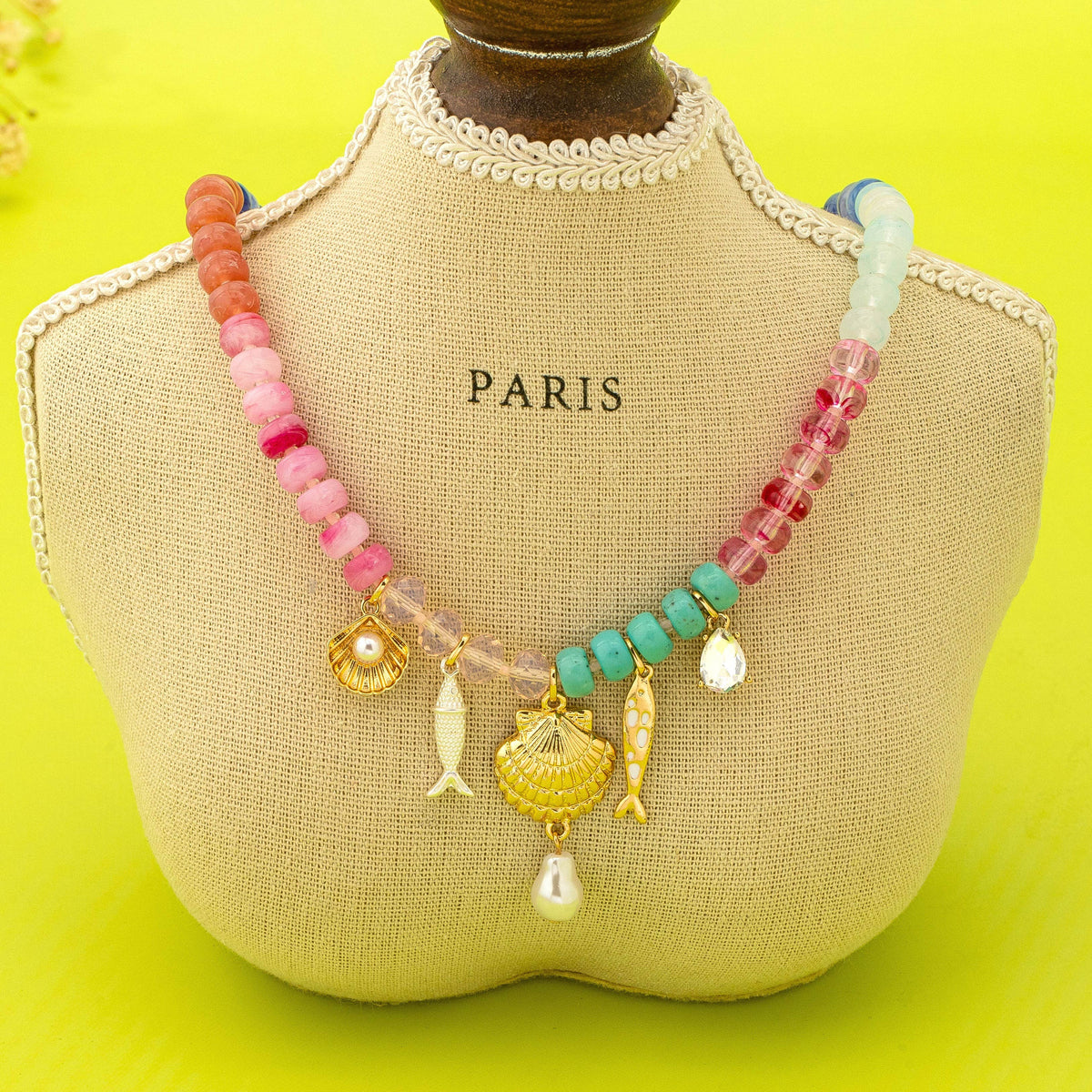Nautical Multi-Color Beaded Charm Necklace | 80N92901