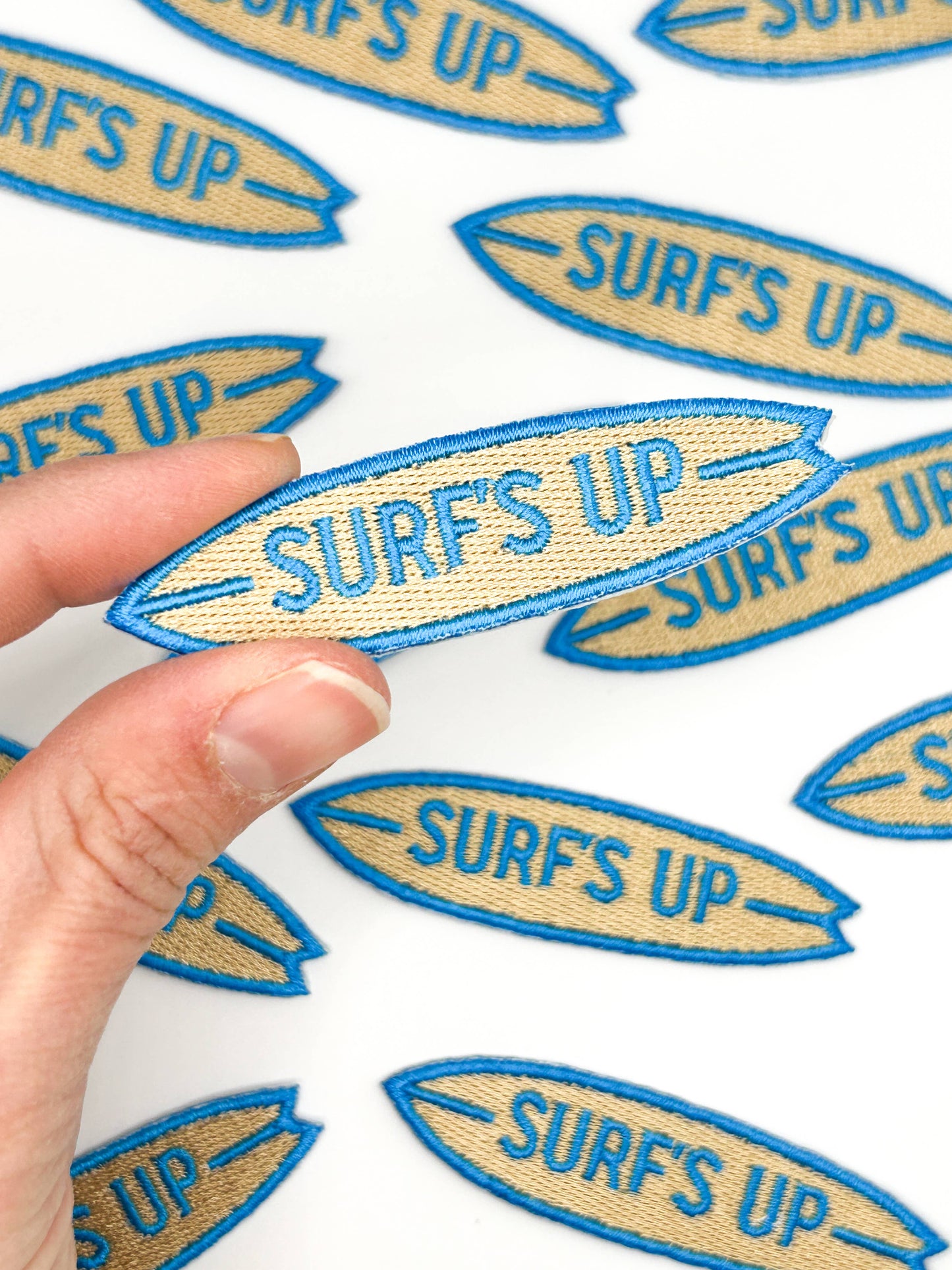 Surf’s Up Embroidered Patch – Surfboard Patch, Coastal Quote