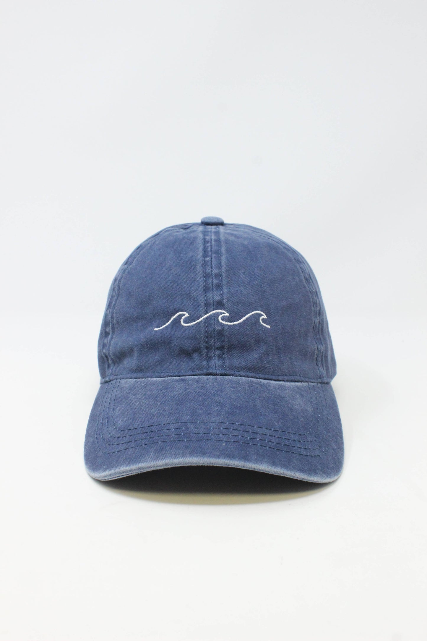 "Waves" Embroidery Washed Baseball Cap hat