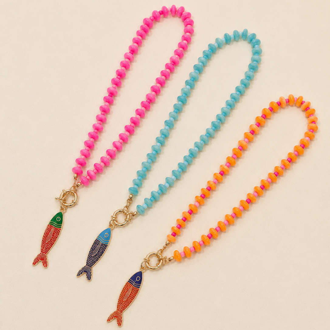 Stainless Steel Tarnish Free Fish Beaded Necklaces| 40NK9752