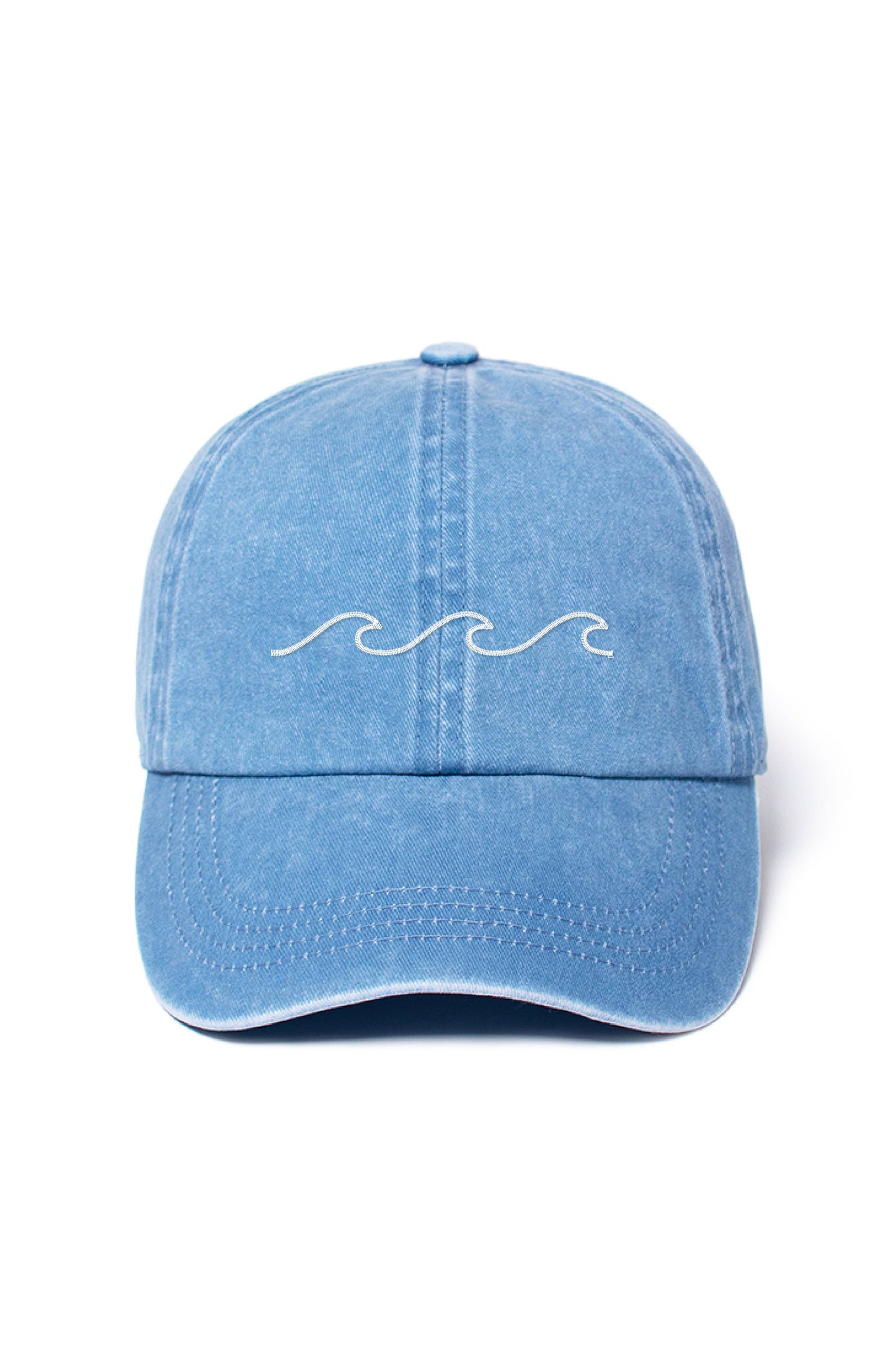 "Waves" Embroidery Washed Baseball Cap hat