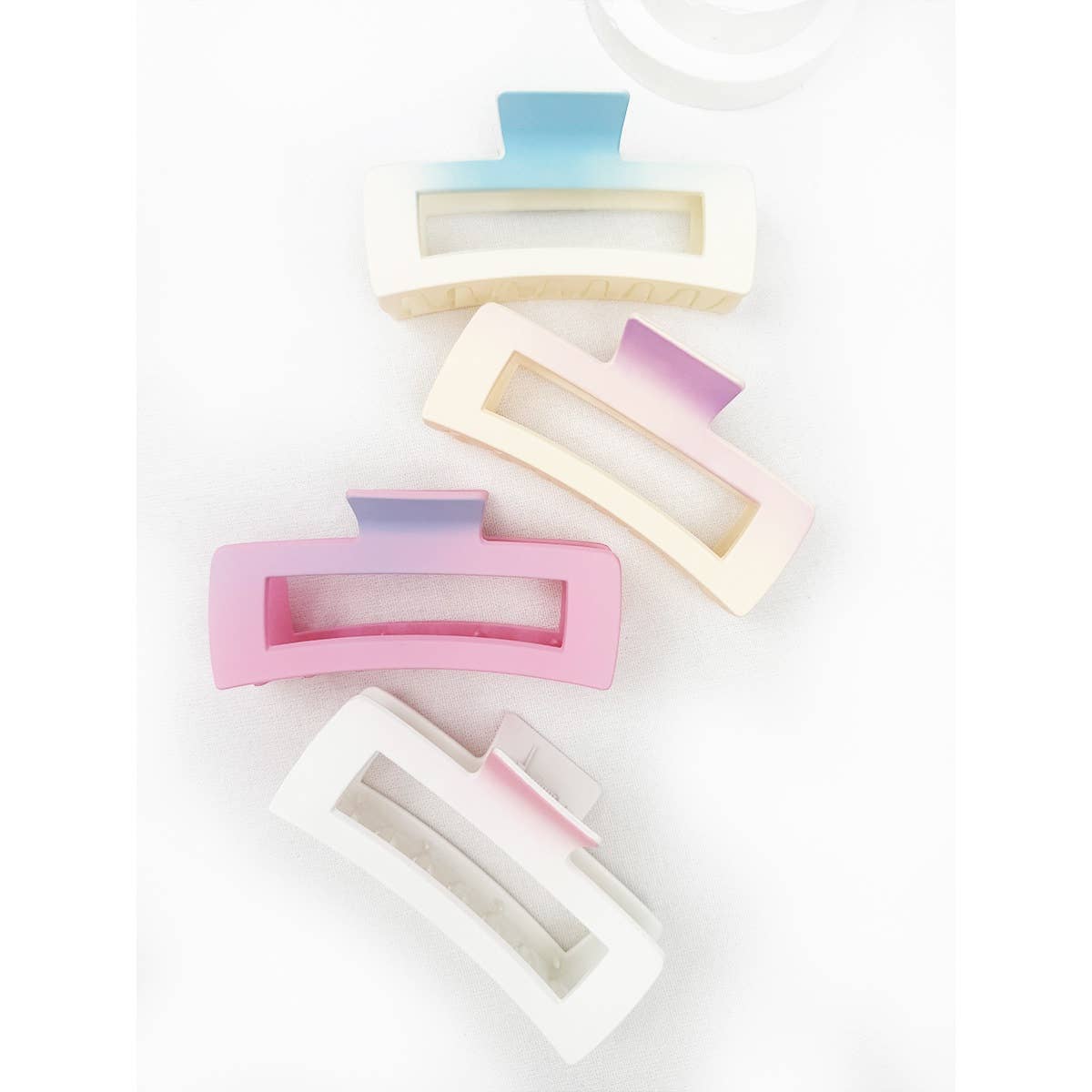 Jumbo Two Tone Ombre Cut Out Rectangle Hair Claw