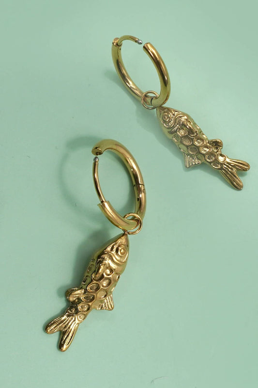 18K STAINLESS STEEL TARNISH FREE FISH EARRINGS