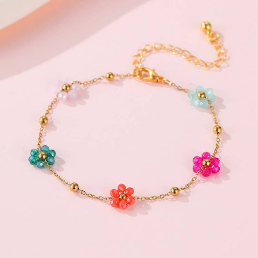 SUMMER MULTI BEADED FLOWER CHARM BRACELETS | 40B108