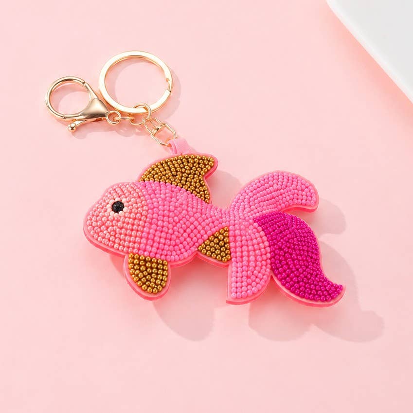 Beaded Fish Seashell Lobster Keychains