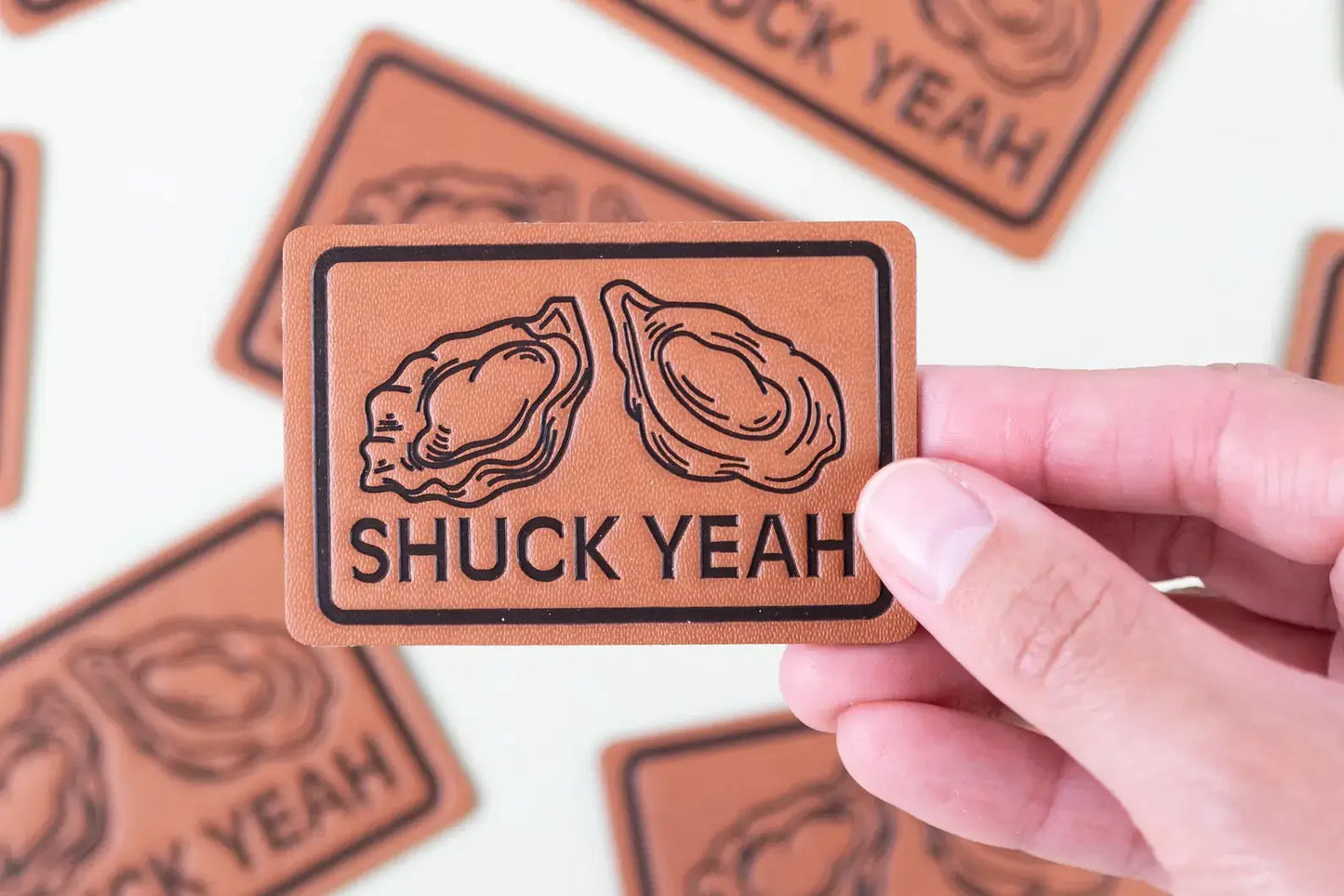 Leather Shuck Yeah Iron-on Sew-on Patch Oyster Beach Coast
