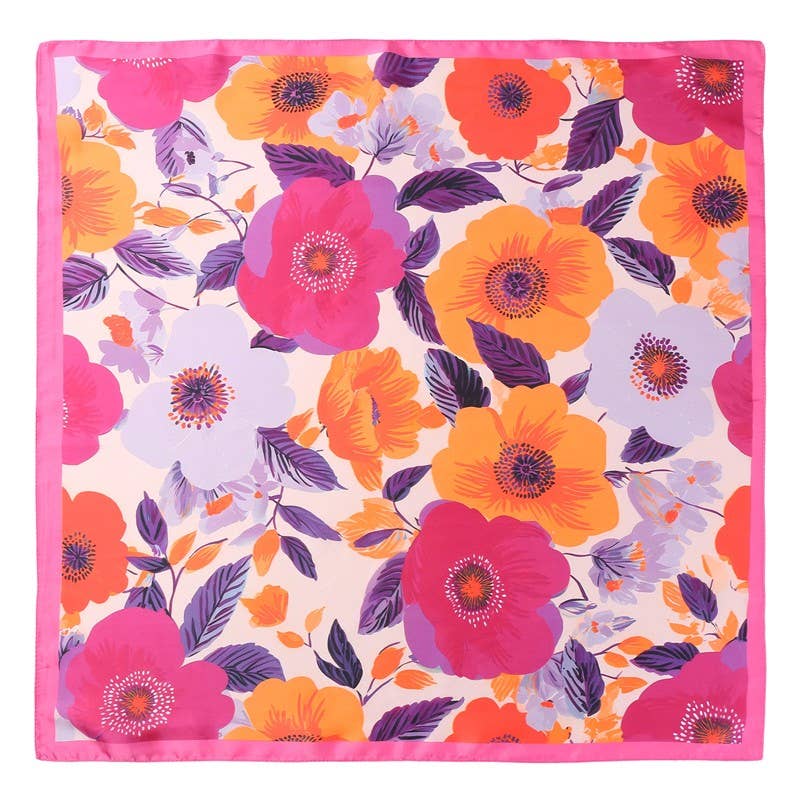 Botanical Retro Floral Silky Feel Bandana Scarf | 40SC722