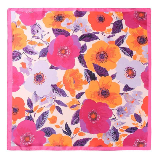 Botanical Retro Floral Silky Feel Bandana Scarf | 40SC722